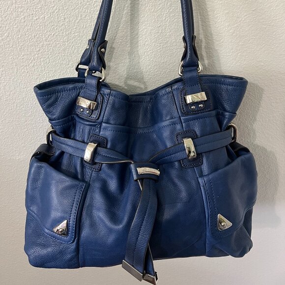 b. makowsky RARE Blue Leather Handbag - Picture 1 of 16